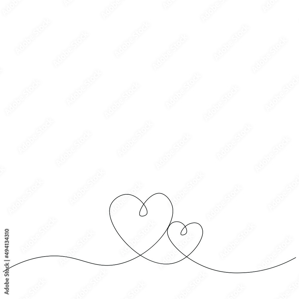 Heart line drawing vector illustration