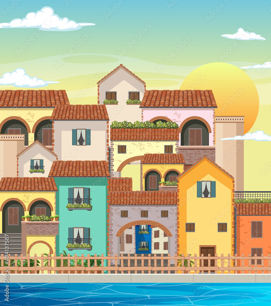 Italy town style house and building landscape Italy town style house and building landscape