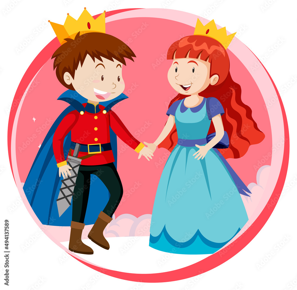 Fantasy prince and princess character on white background Fantasy prince and princess character on white background