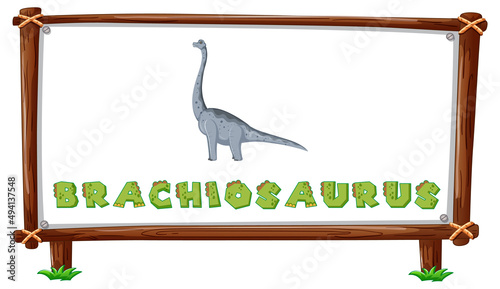 Frame template with dinosaurs and text brachiosaurus design inside