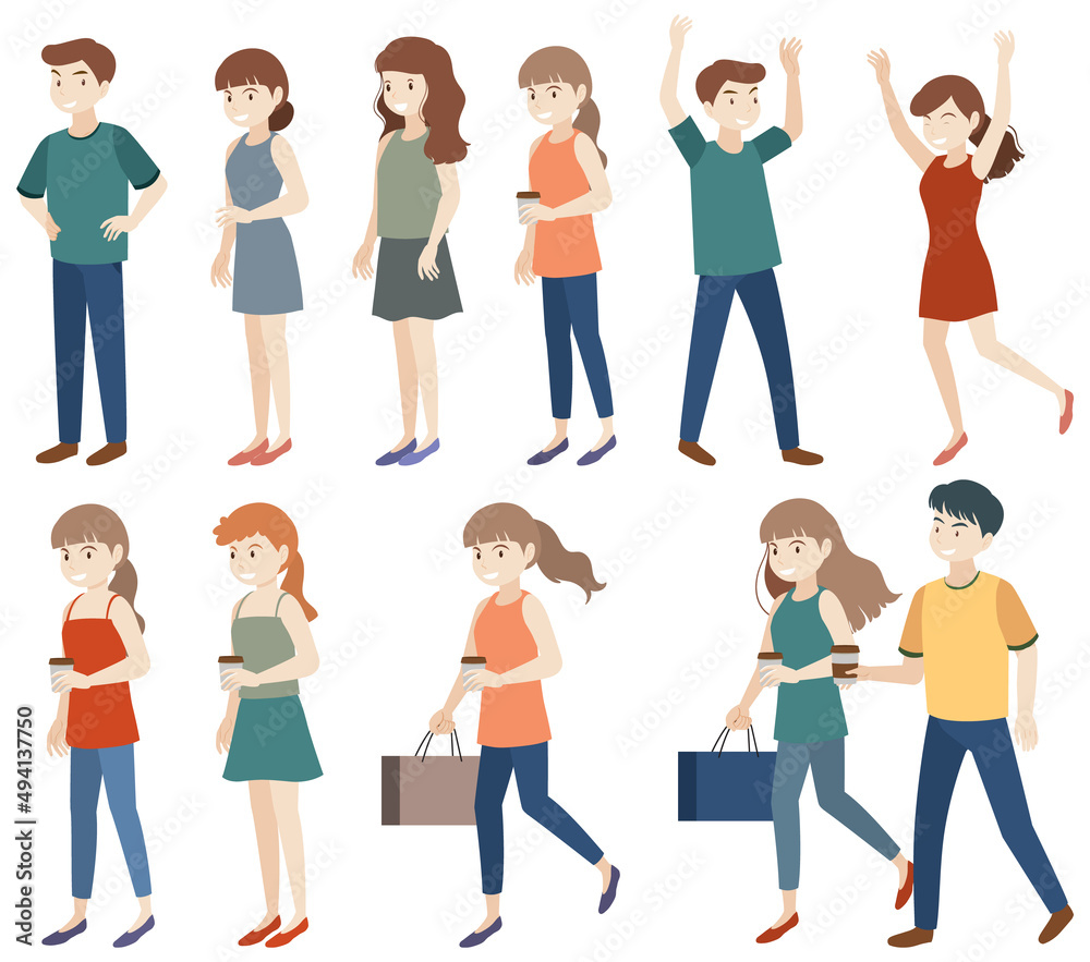 Set flat business persons different activity in office Set flat business persons different activity in office