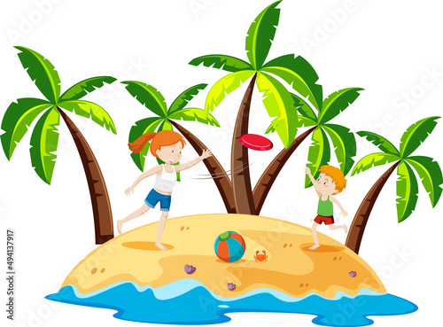 Scene with people on the beach