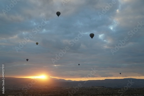 Cappadocia Hot Air Balloon from the sky in Turkey