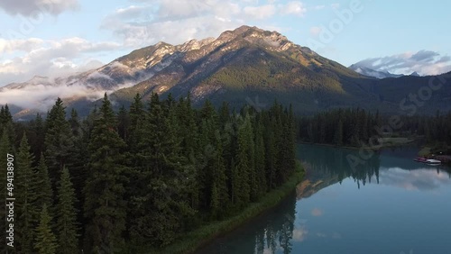 aerial view of lake and mountain