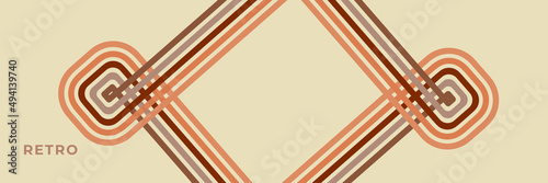 Minimalist background in futuristic retro style design with colorful lines. 70s 80s. Vector illustration.