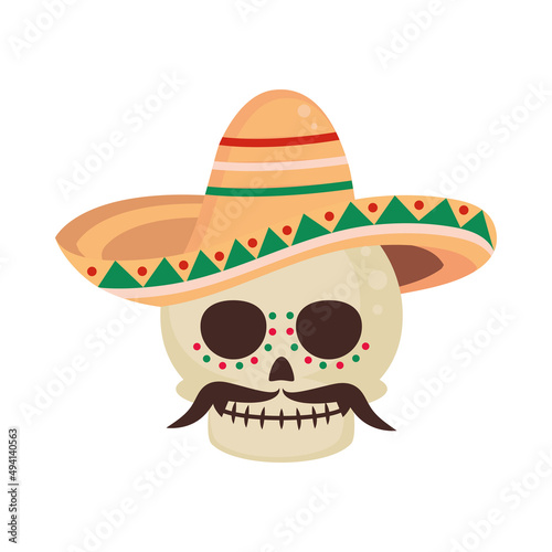 mexican skull with hat