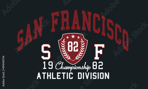 San Francisco Athletic division Original typography for t-shirt print. Apparel fashion design	