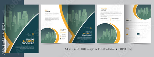 Bifold Brochure Design Template for Your Company, Corporate, Business, Advertising, Marketing, Agency, and Internet Business.