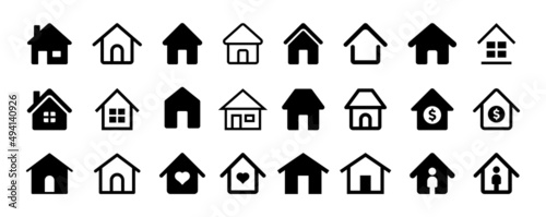 House icon collection in graphic design. Simple home symbol vector illustration.