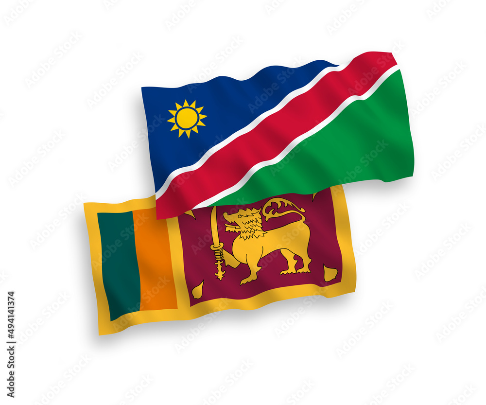 Flags of Sri Lanka and Republic of Namibia on a white background Flags of Sri Lanka and Republic of Namibia on a white background