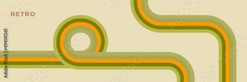 Minimalist background in futuristic retro style design with colorful lines. 70s 80s. Vector illustration.