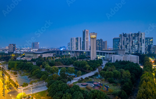 Night view of Jiangyin City  Jiangsu Province  China