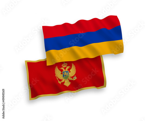 Flags of Montenegro and Armenia on a white background