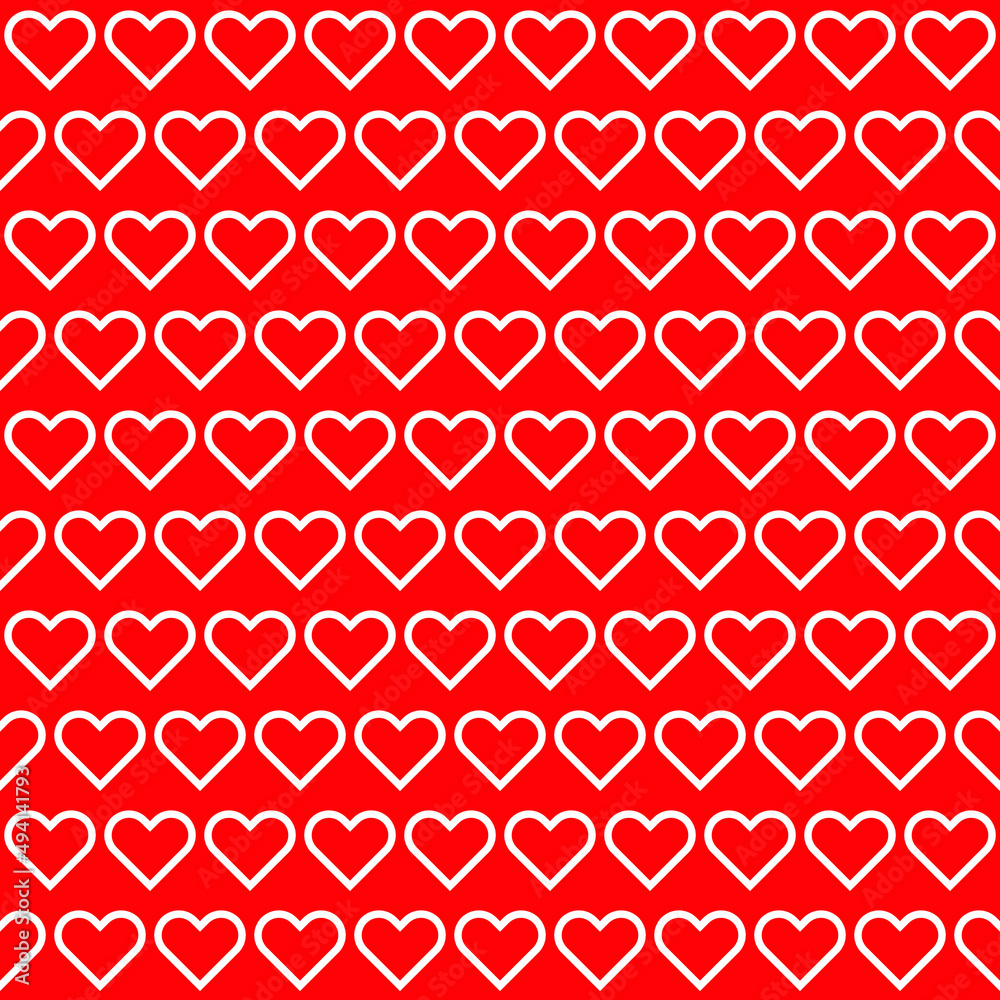 White stroke heart shape on red background. Happy Valentine's day. Heart pattern on red backdrop. Love hearts. White heart outline pattern on red background. White stroke heart shape on red background. Happy Valentine's day. Heart pattern on red backdrop. Love hearts. White heart outline pattern on red background.