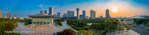 Dusk scenery of Jiangyin City  Jiangsu Province  China