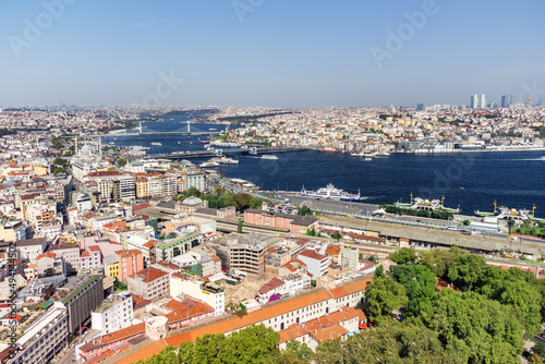 Awesome aerial view of the Golden Horn in Istanbul, Turkey © efired