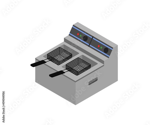 Isometric style illustration of a fryer tool