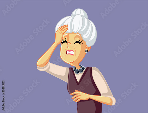 Senior Woman Feeling Desperate in Stressful Situation Vector Illustration