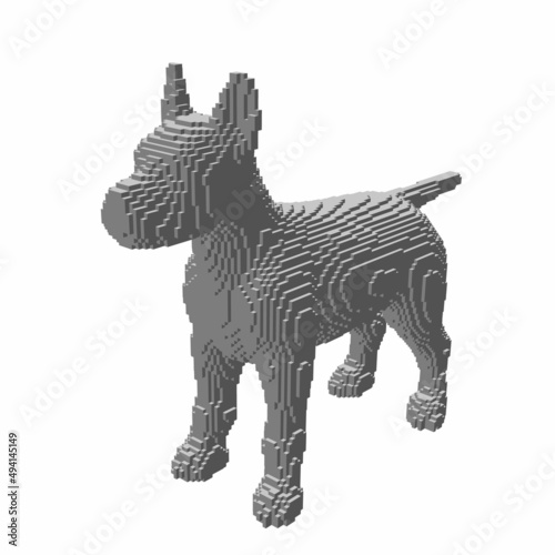 Dog made from cubes. Voxel ...
