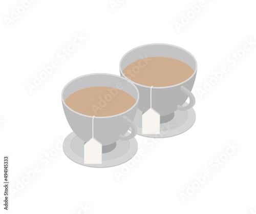 Isometric style illustration of a cup of tea