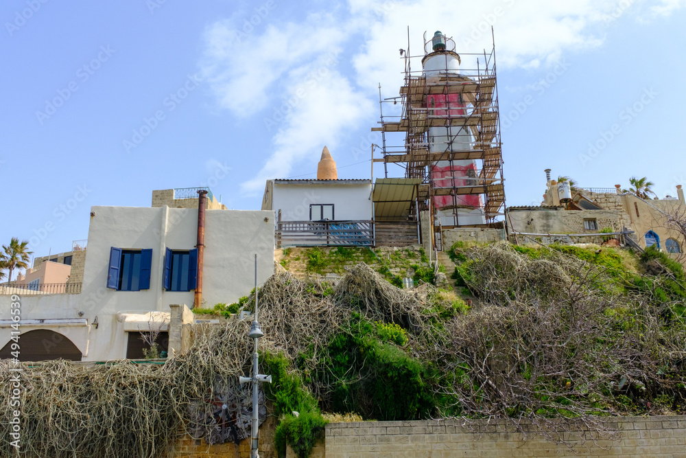 old lighthouse under restoration in Jaffa Israel