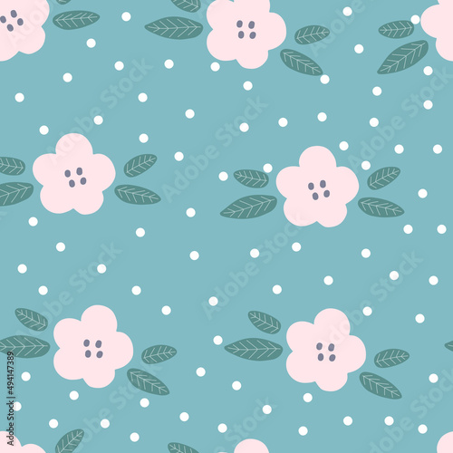 Spring floral background. Abstract seamless pattern with wild flowers © Alina
