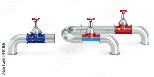 pipeline between Russia and China instead of EC on white background. Isolated...