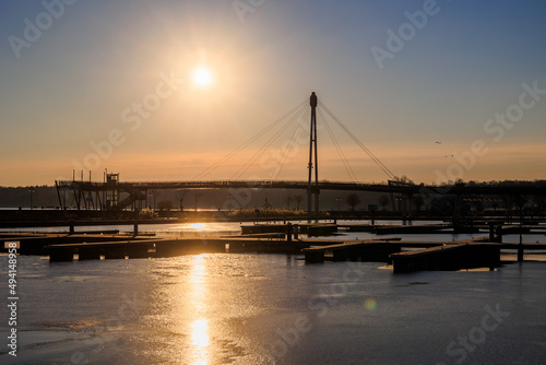 Fototapeta Naklejka Na Ścianę i Meble -  sunset at the marina in Giżycko