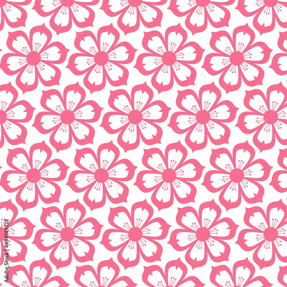 Pattern with floral elements on a white background