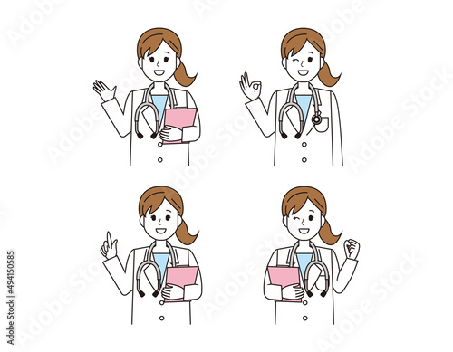 女性の医師　医療従事者　イラスト