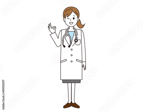 女性の医師　医療従事者　イラスト