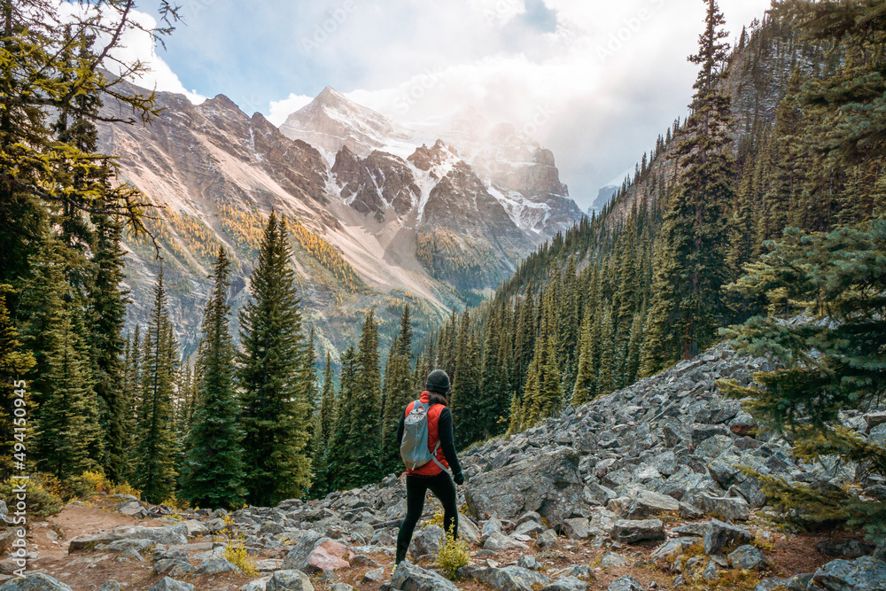 hiking in the mountains