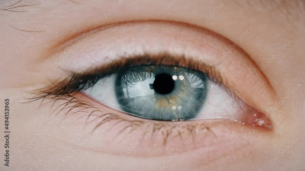Eye wide open. Surprised look of person. Astonished facial expression of a young woman in close up Eye wide open. Surprised look of person. Astonished facial expression of a young woman in close up