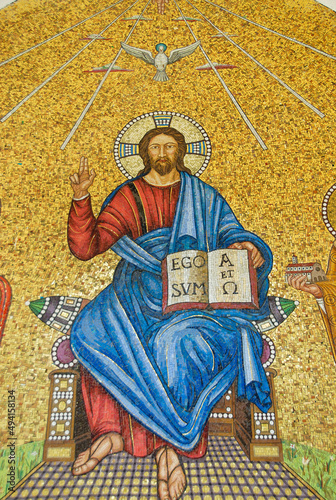Rome, Italy - June 2000: Mosaic of Jesus Christ photo