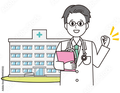 男性の医師　医療従事者　イラスト