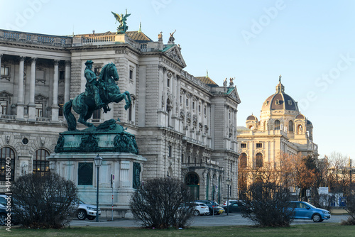 Prinz Eugen von Savoyen monument on Heldenplatz square in front of Neue Burg section of Hofburg Palace, Vienna, Austria photo