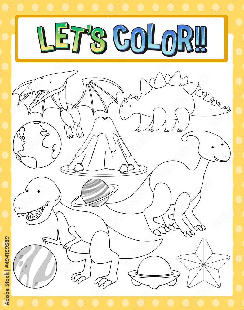 Fototapeta premium Worksheets template with Lets color text