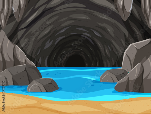 Underground hole cave scene
