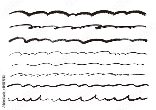 Black and white handwritten line material set   白黒　手書きライン素材のセット