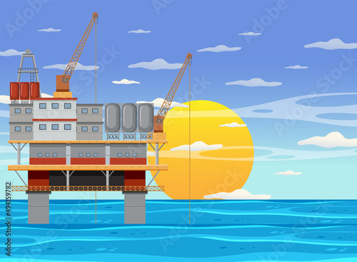 Petroleum industry concept with offshore oil platform