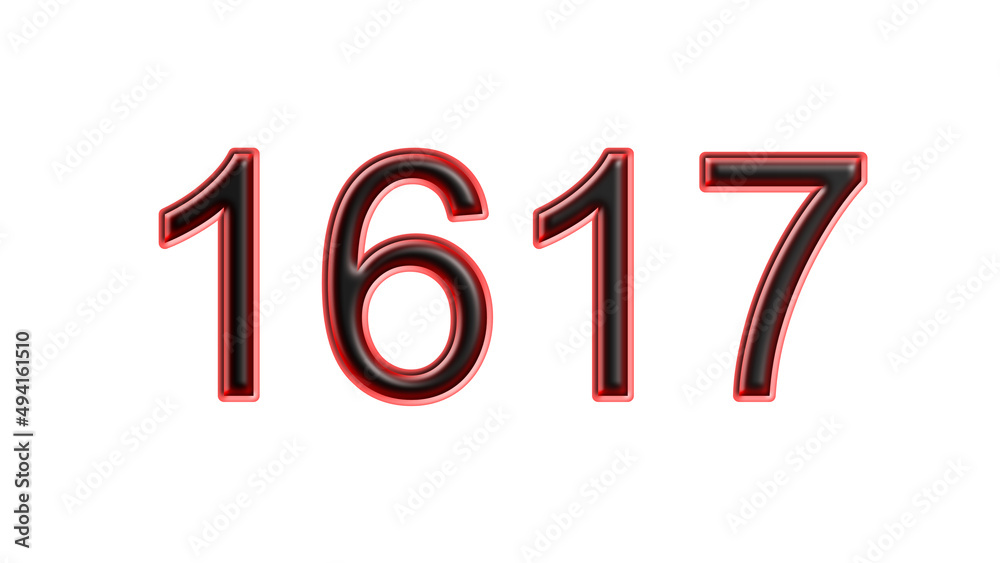 Obraz premium red 1617 number 3d effect white background