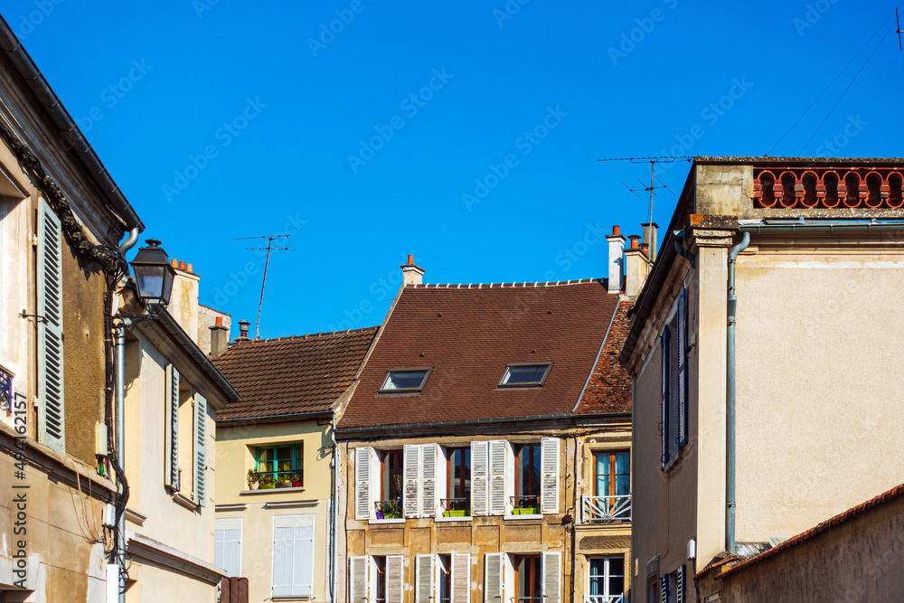 Street view of old city Crecy-la-Chapelle in france