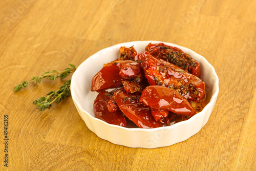 Sun-dried natural Italian tomato in the bowl