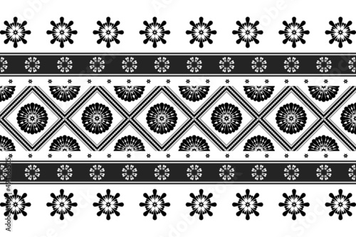 Geometric ethnic oriental seamless pattern traditional Design for background,carpet,wallpaper.clothing,wrapping,Batik fabric,Vector illustration.embroidery style - Sadu, sadou, sadow or sado