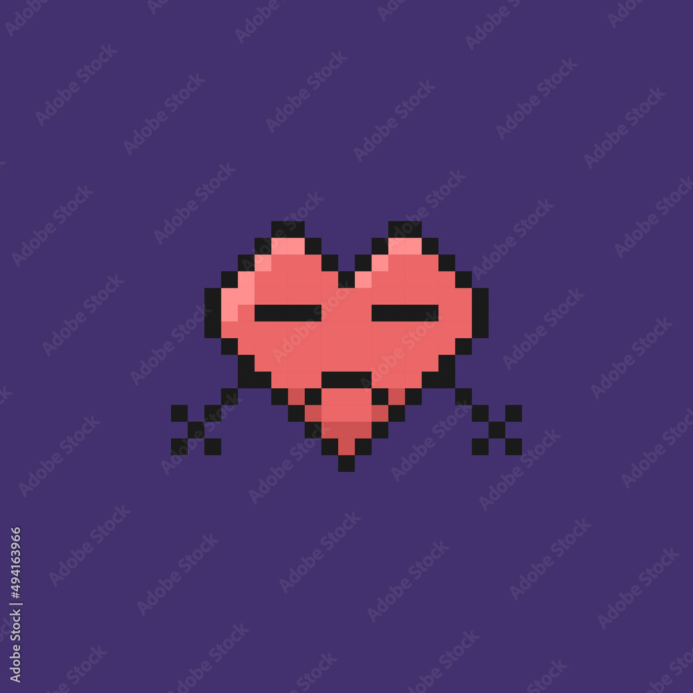 illustration of a heart character with a bored or disappointed expression. fanny, cute, and adorable. valentines day events. pixel art. vector design. elements, ui, games, icons illustration of a heart character with a bored or disappointed expression. fanny, cute, and adorable. valentines day events. pixel art. vector design. elements, ui, games, icons
