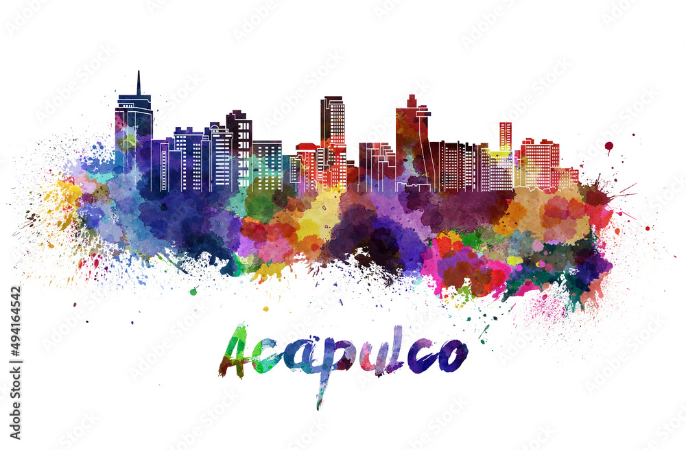 Obraz premium Acapulco skyline in watercolor