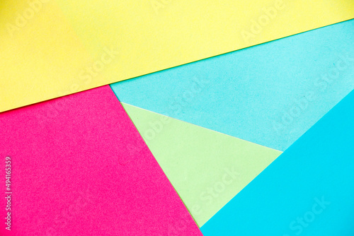 Colorful paper background, paper board and geometric figures