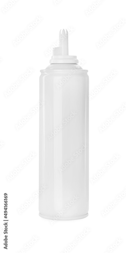 Bottle of delicious whipped cream isolated on white Bottle of delicious whipped cream isolated on white