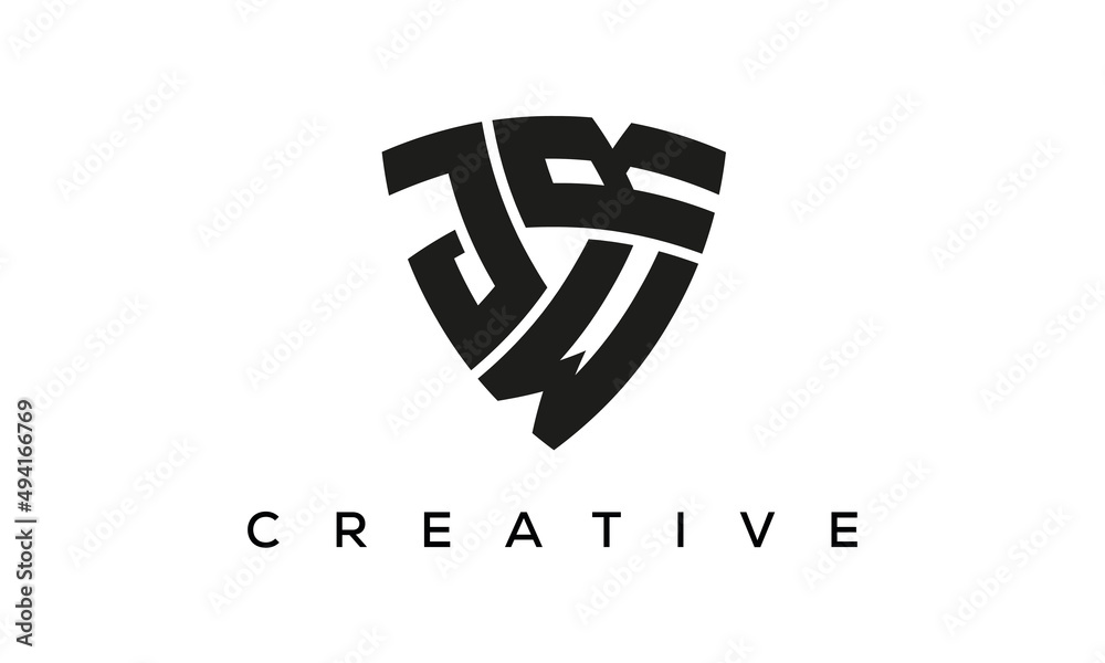 Shield letters JWR creative logo