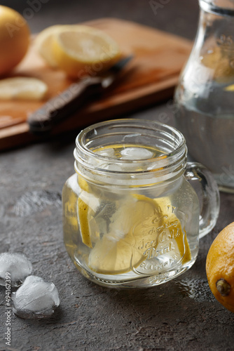 Small jar with fresh lemonade